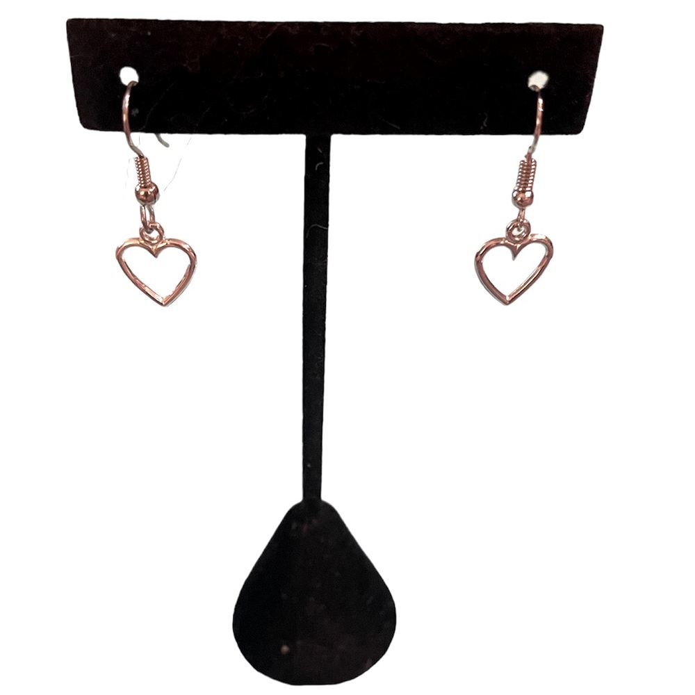 Adorable Silver Heart Dangling Earrings with rubber backings, New Without Tags